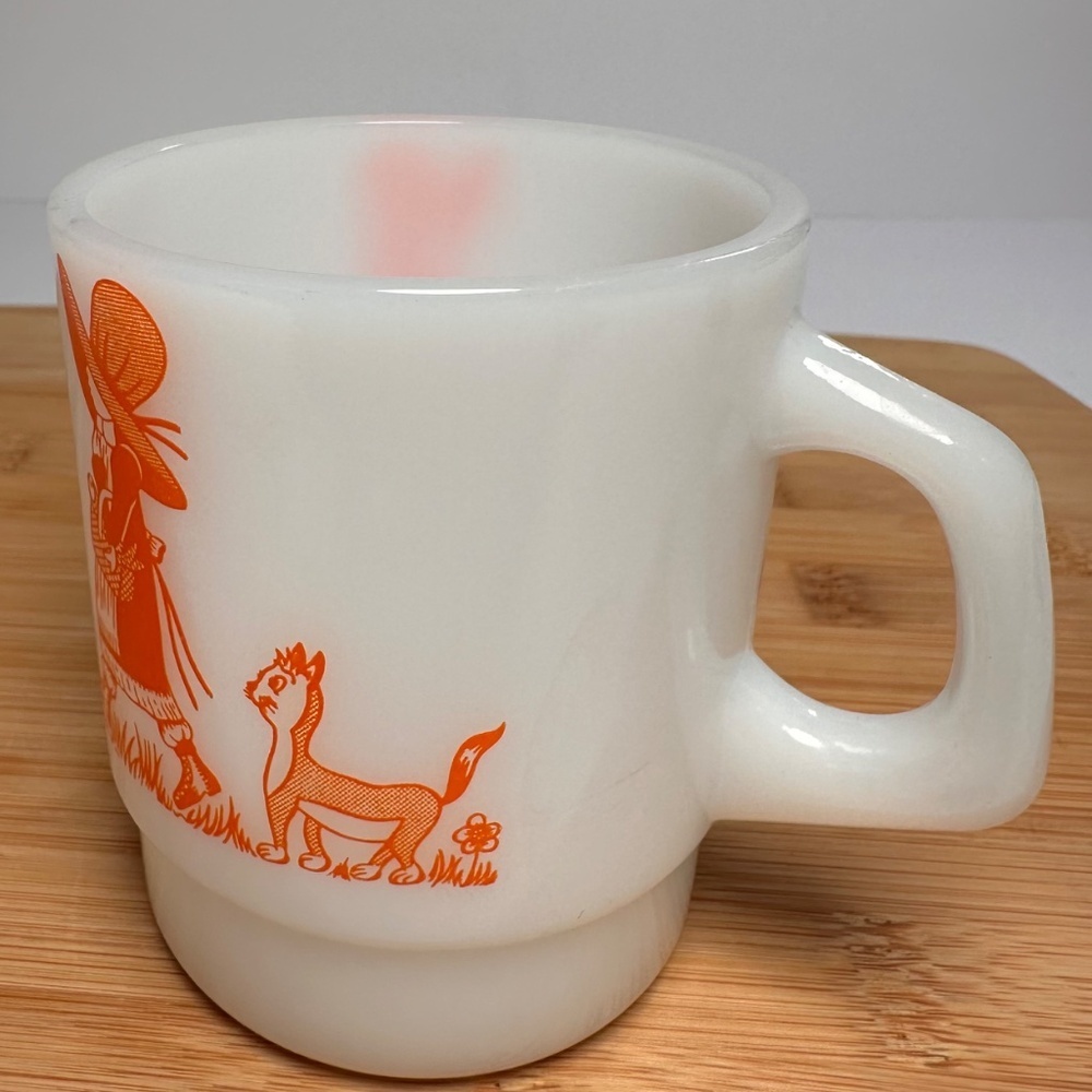 Vintage Termocrisa Holly Hobbie Mug 🍊 Milk Glass Stacking Mug • Orange Graphic - Picture 3 of 6